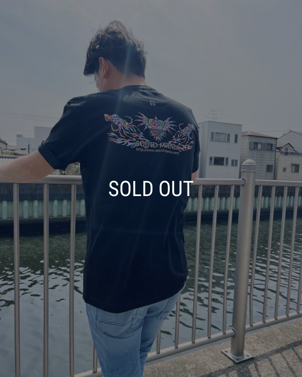 画像6: スクマニ×エギマニＴシャツ『 烏賊TRIVAL/Rainbow 』BLACK (6)