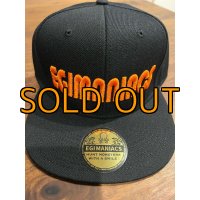 ★送料無料★エギマニ/3D刺繍OTTOフラットCAP【BLACK/ORANGE】