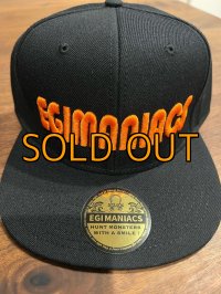 ★送料無料★エギマニ/3D刺繍OTTOフラットCAP【BLACK/ORANGE】