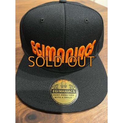 画像1: ★送料無料★エギマニ/3D刺繍OTTOフラットCAP【BLACK/ORANGE】