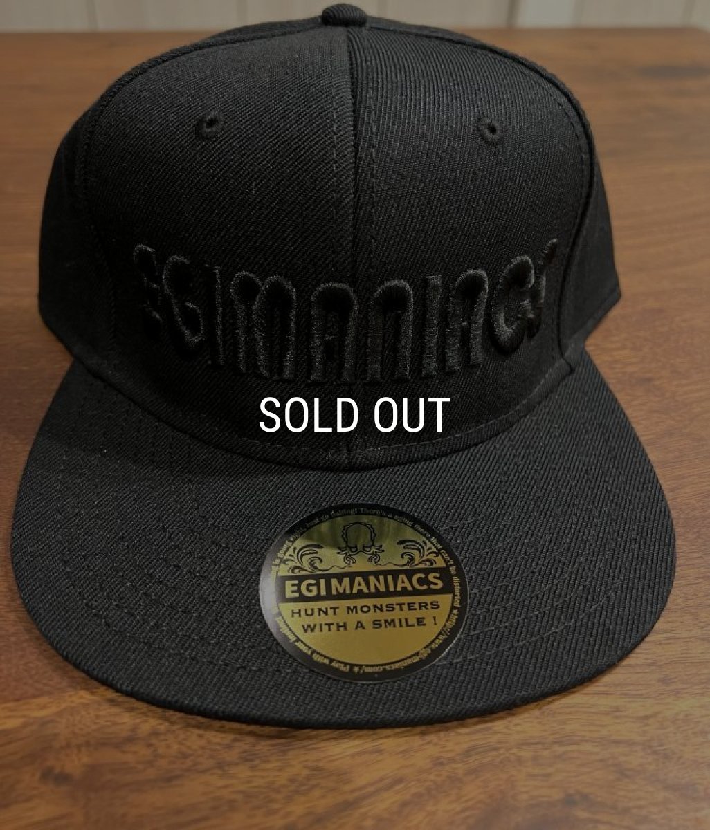 画像1: ★送料無料★エギマニ/3D刺繍OTTOフラットCAP【BLACK/BLACK】 (1)