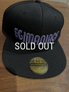 ☆送料無料☆エギマニ/3D刺繍OTTOフラットCAP【BLACK/PURPLE】 - EGI