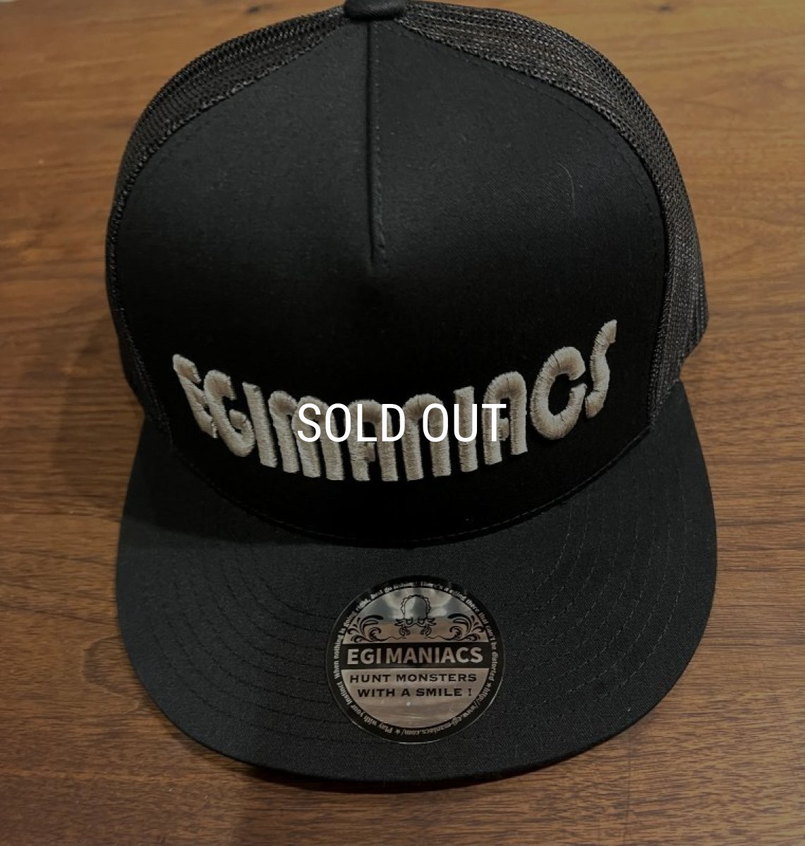 画像1: ★送料無料★エギマニ/3D刺繍スナップバックフラットメッシュCAP【BLACK/SILVER】 (1)
