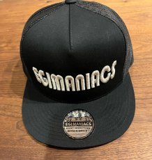 画像1: ★送料無料★エギマニ/3D刺繍スナップバックフラットメッシュCAP【BLACK/SILVER】 (1)