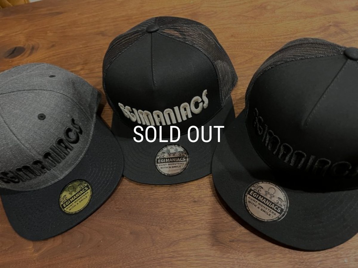 画像3: ★送料無料★エギマニ/3D刺繍スナップバックフラットメッシュCAP【BLACK/BLACK】 (3)