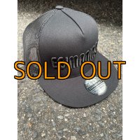 ★送料無料★エギマニ/3D刺繍スナップバックフラットメッシュCAP【BLACK/BLACK】