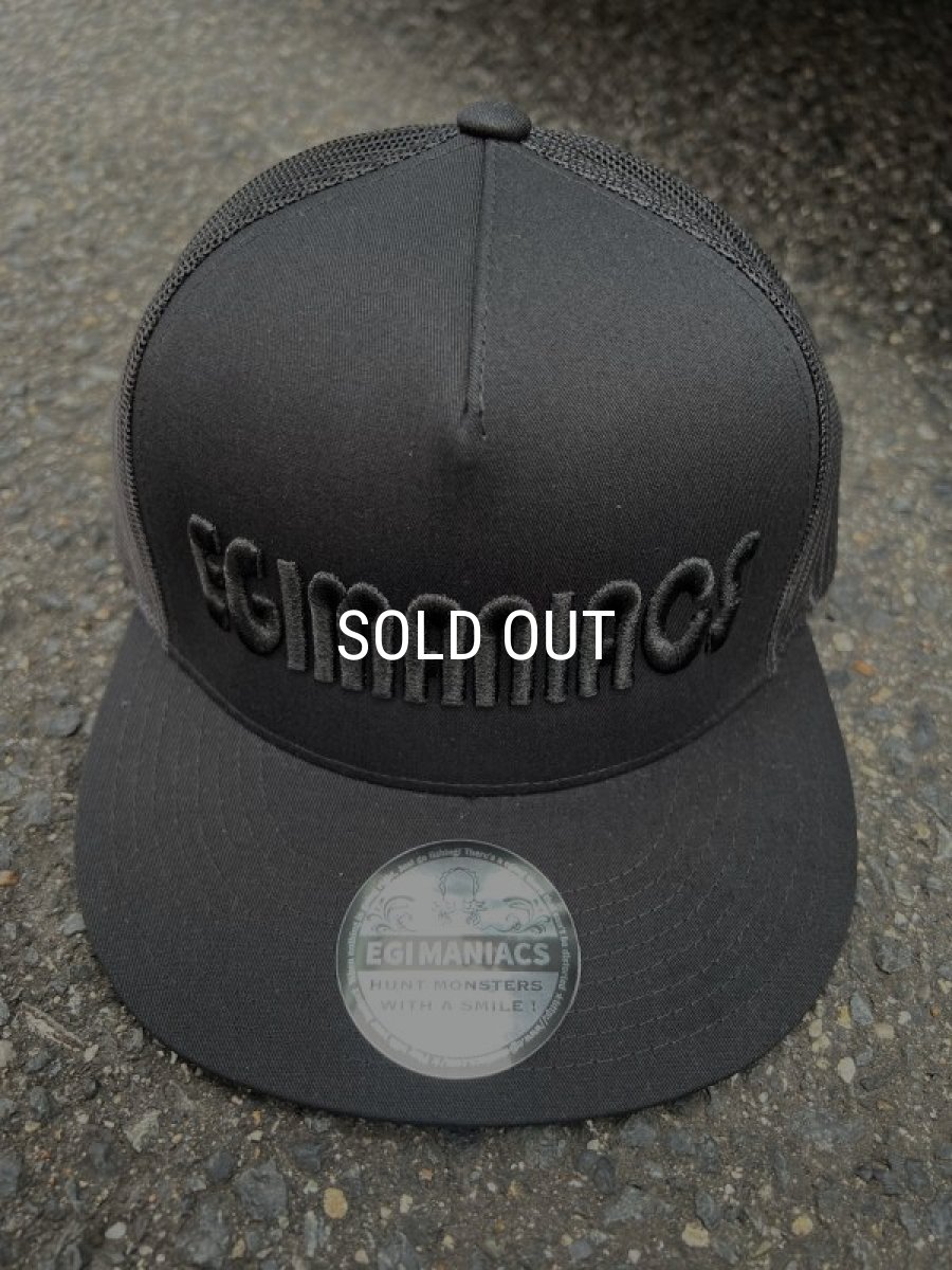 画像2: ★送料無料★エギマニ/3D刺繍スナップバックフラットメッシュCAP【BLACK/BLACK】 (2)