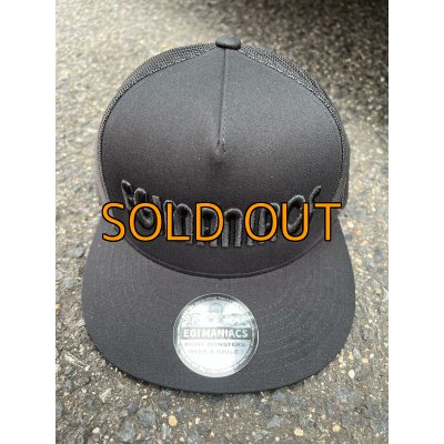 画像2: ★送料無料★エギマニ/3D刺繍スナップバックフラットメッシュCAP【BLACK/BLACK】