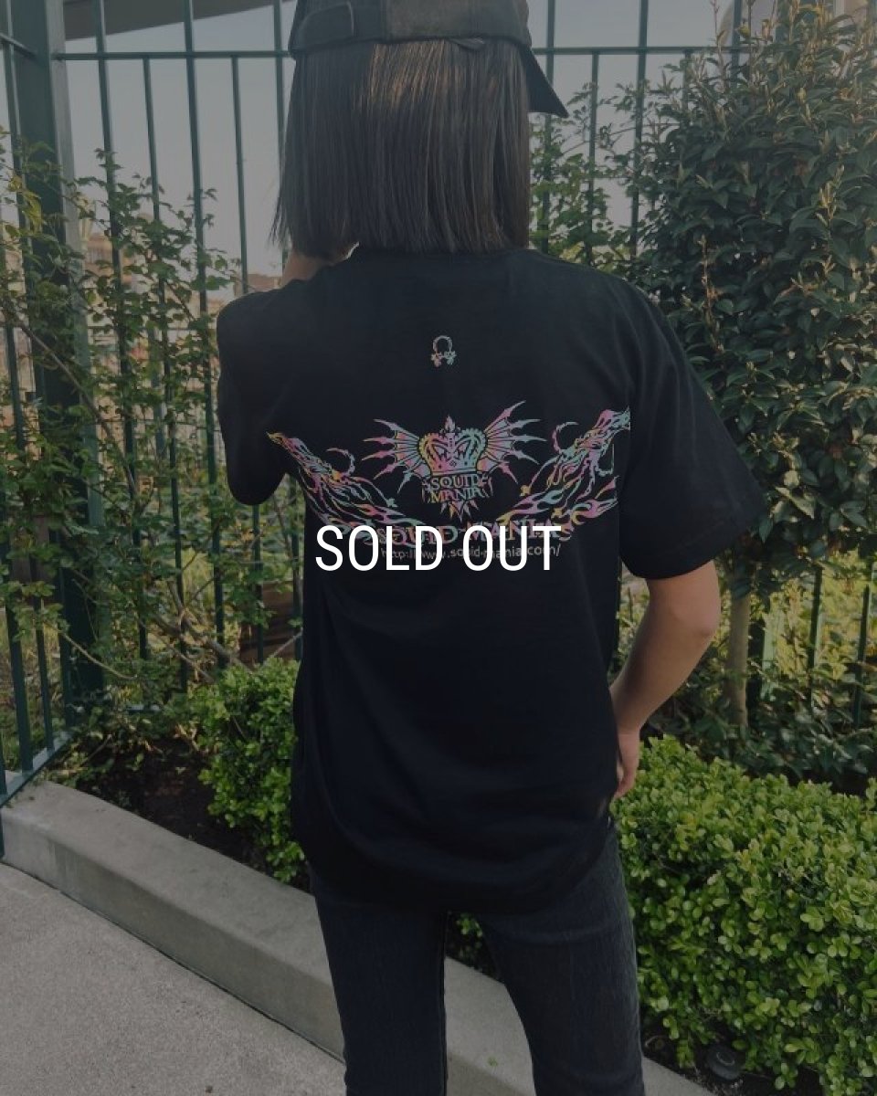画像1: スクマニ×エギマニＴシャツ『 烏賊TRIVAL/Rainbow 』BLACK (1)