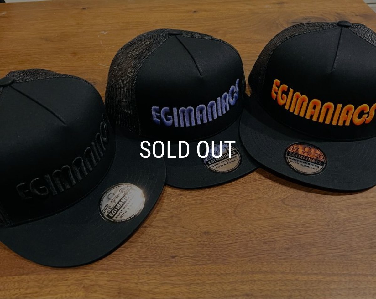 画像2: ★送料無料★エギマニ/3D刺繍スナップバックフラットメッシュCAP【BLACK/BLACK】 (2)