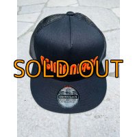 ★送料無料★エギマニ/3D刺繍スナップバックフラットメッシュCAP【BLACK/ORANGE】