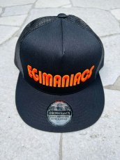 画像1: ★送料無料★エギマニ/3D刺繍スナップバックフラットメッシュCAP【BLACK/ORANGE】 (1)