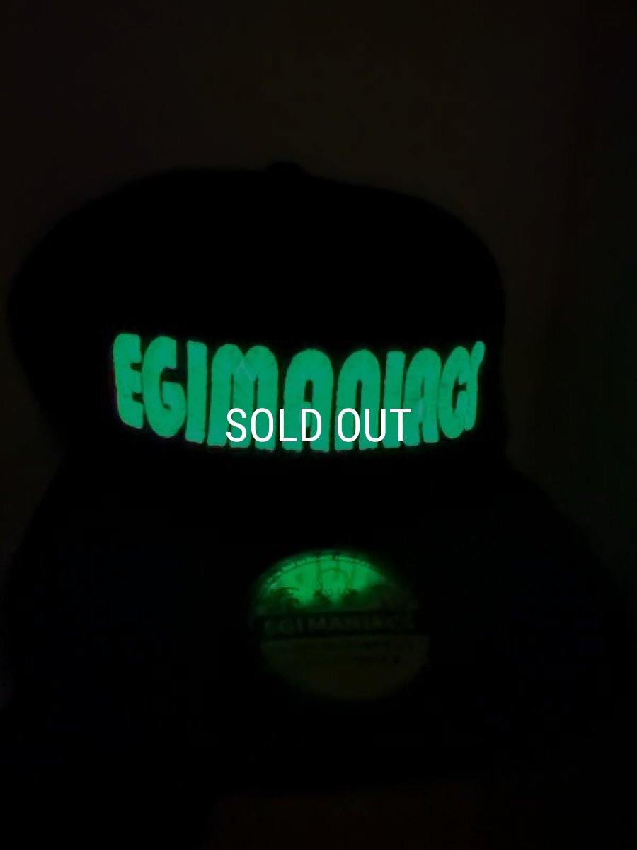 画像3: ★送料無料★エギマニ/蓄光3D刺繍スナップバックフラットCAP【BLACK/GLOW】ツバ裏プリント有り (3)