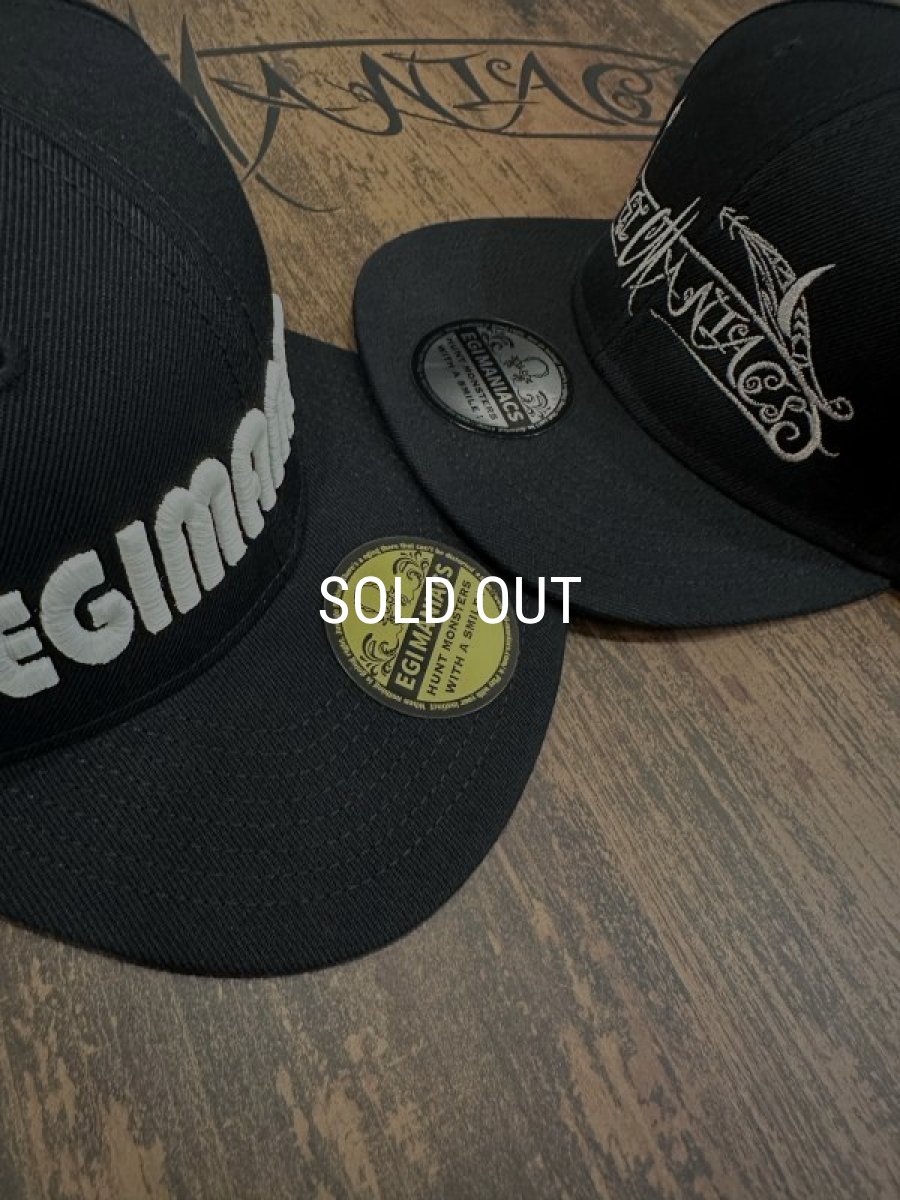 画像4: ★送料無料★エギマニ/蓄光3D刺繍スナップバックフラットCAP【BLACK/GLOW】ツバ裏プリント有り (4)