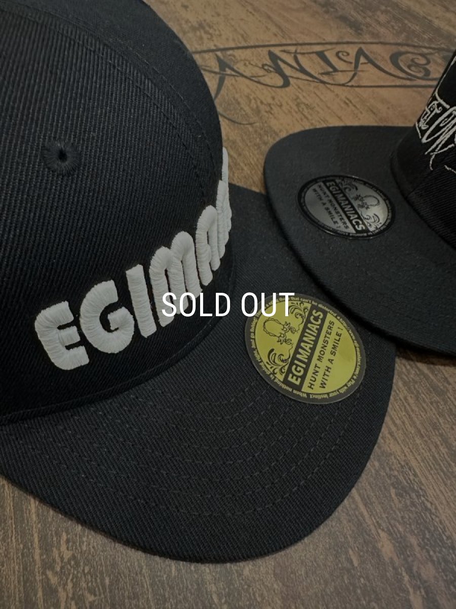 画像2: ★送料無料★エギマニ/蓄光3D刺繍スナップバックフラットCAP【BLACK/GLOW】ツバ裏プリント有り (2)