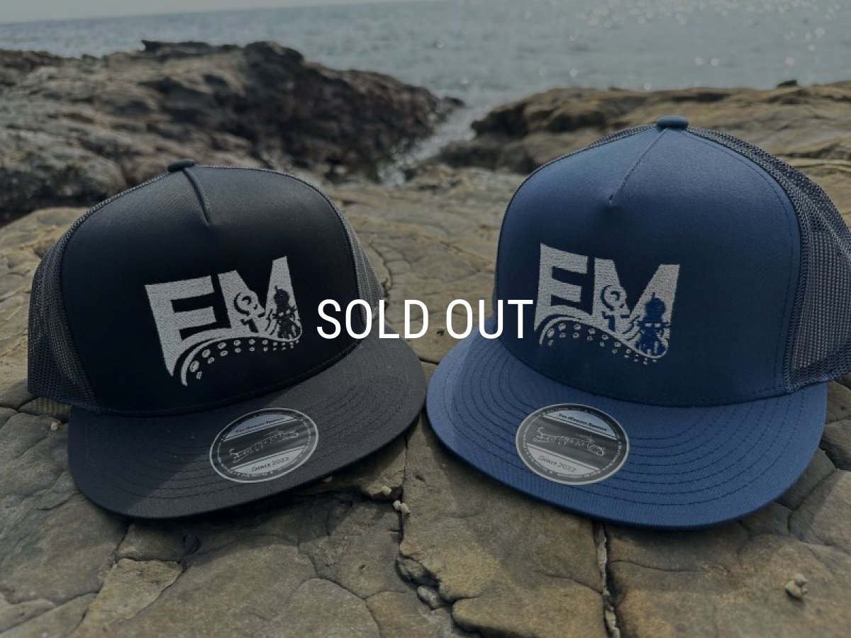 画像4: ★送料無料★エギマニ/EM刺繍スナップバックフラットメッシュCAP【NAVY/SILVER】 (4)
