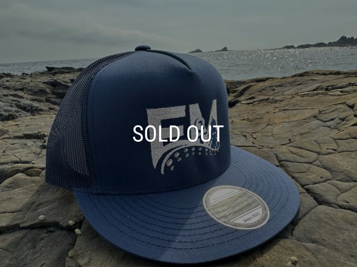 画像2: ★送料無料★エギマニ/EM刺繍スナップバックフラットメッシュCAP【NAVY/SILVER】 (2)