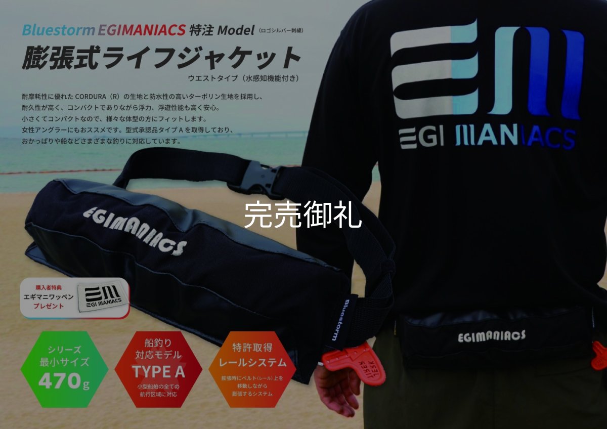 画像1: EGI MANIACS 腰巻タイプモーゲットウエスト 国土交通省型式承認品【別注ブルーストーム】 (1)
