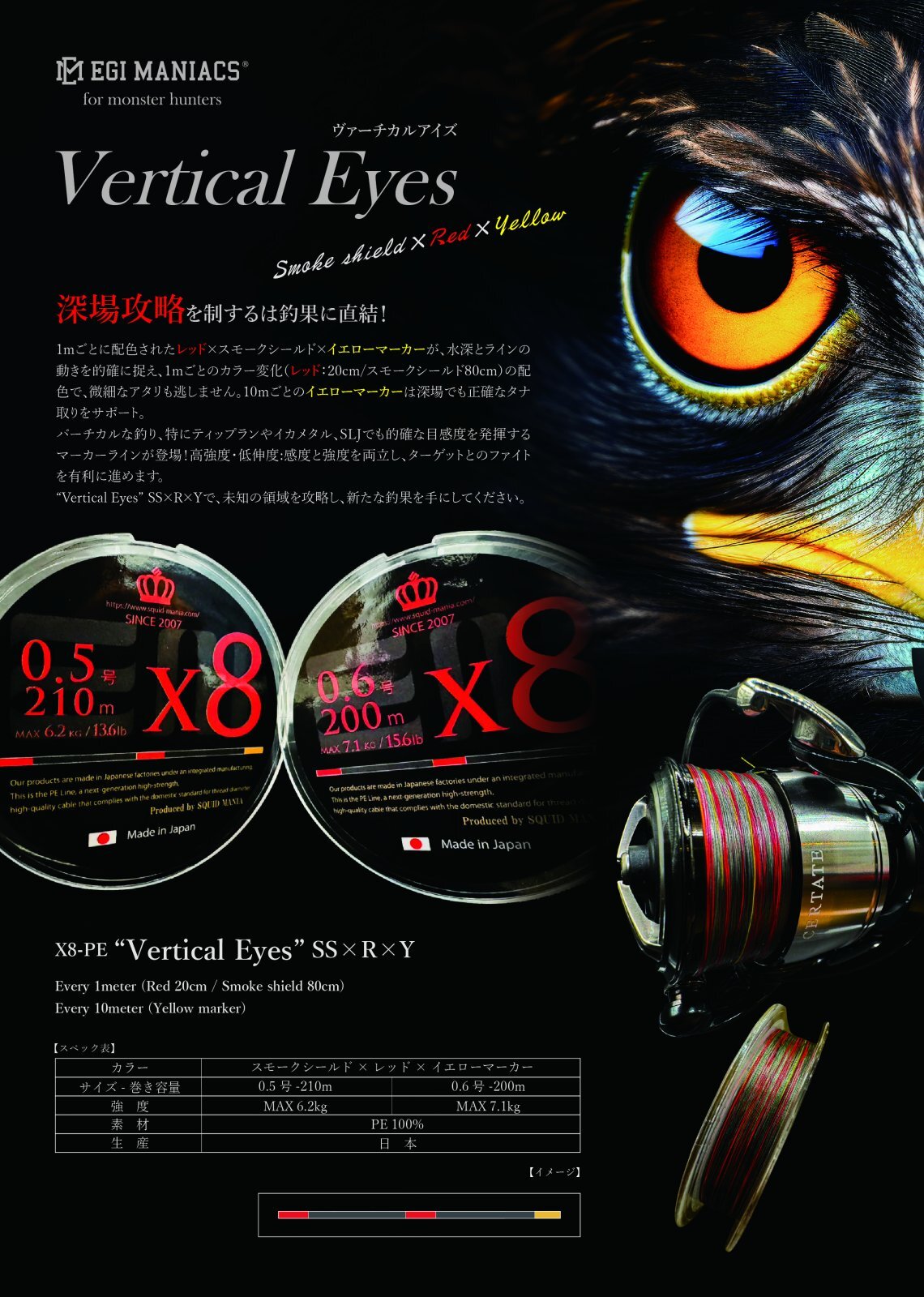X8-PE 0.6-200m 【Vertical Eyes】SS×R×Y