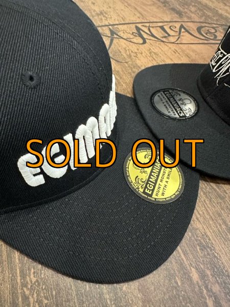 画像2: ★送料無料★エギマニ/蓄光3D刺繍スナップバックフラットCAP【BLACK/GLOW】ツバ裏プリント有り (2)