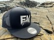 画像2: ★送料無料★エギマニ/EM刺繍スナップバックフラットメッシュCAP【BLACK/SILVER】 (2)