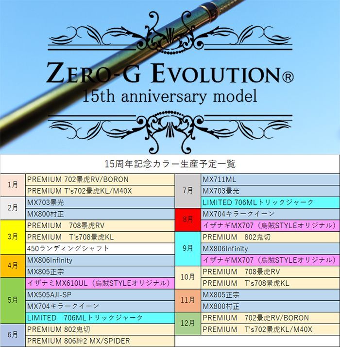 予約商品15％OFF『７月末頃入荷予定』ZERO-G EVOLUTION 攻 706ML Trick Jerk LTD[15th  Anniversary model]